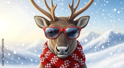 Whimsical Reindeer Portrait - A Festive Blend of Nature and Style.