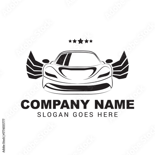Modern Sports Car Logo Emblem with Stars