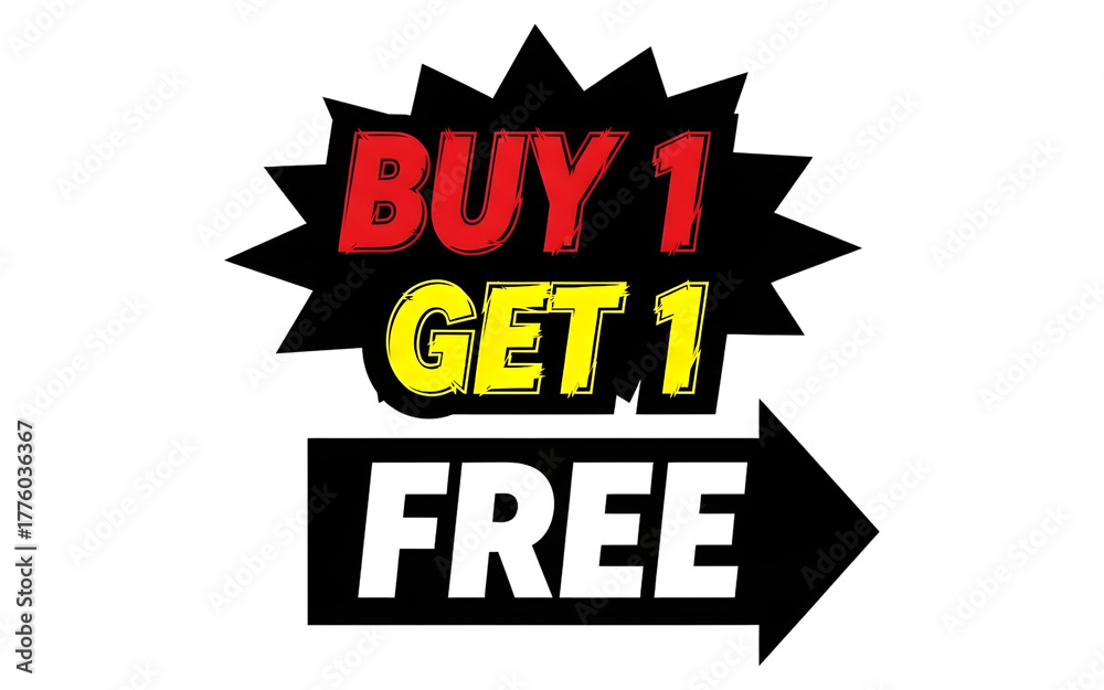 Fototapeta premium Buy one get one free sale isolated on transparent background