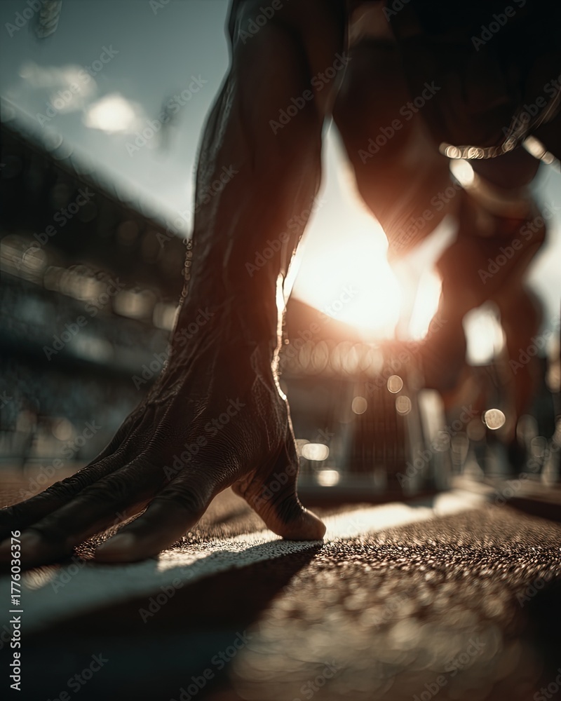 Fototapeta premium Athlete Ready For Sprint At Starting Line