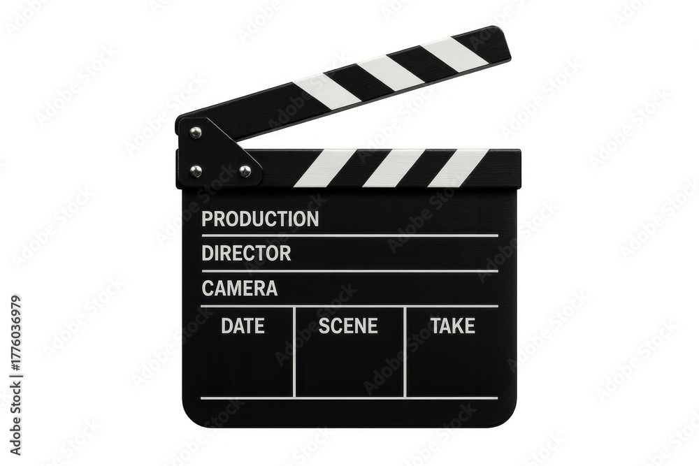 Obraz premium Clapperboard marking opening scene for film production, representing cinema, entertainment, and professional moviemaking