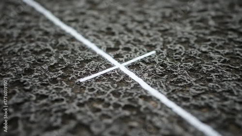 White Lines Crossing on Textured Surface, Abstract Video Frame Close-Up