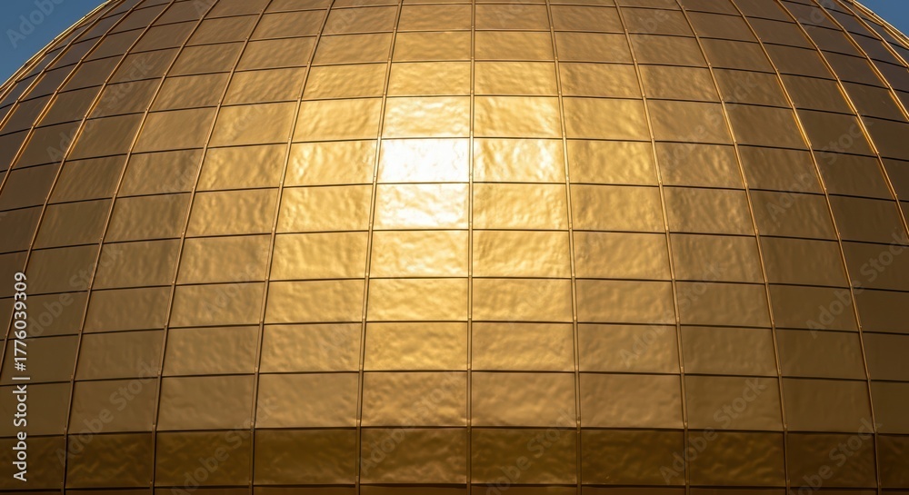 Naklejka premium Golden dome with reflective tiles at sunset