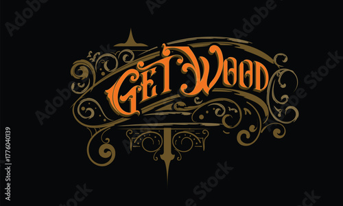 GET WOOD lettering custom style design
