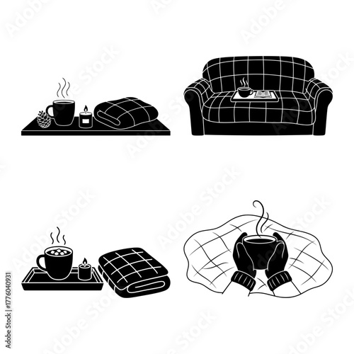 Stay home silhouette vector illustration