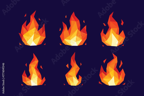polygon style fire illustration collection