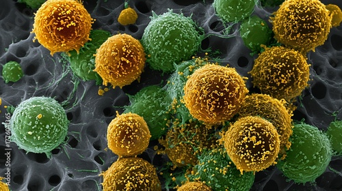 Electron microscopy of medullary thyroid carcinoma cells producing calcitonin neuroendocrine granules visible