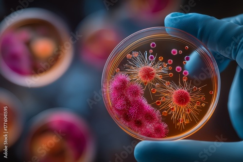 Vibrant Microbial Life in Petri Dish
