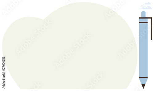 Blank cloud shape beside a vertical blue pen evoking creativity, brainstorming, and innovative thinking. Ideal for writing, planning, education, content creation, storytelling, strategy simple flat