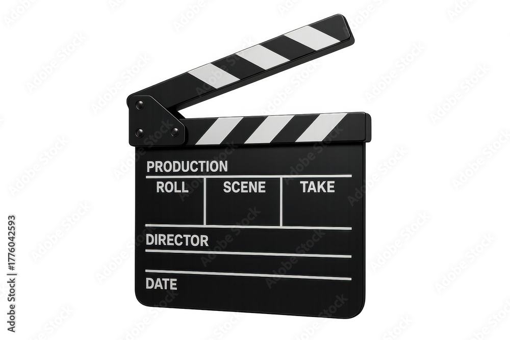Obraz premium Clapperboard opening for movie film production, showing action slate for cinema industry and video shoot