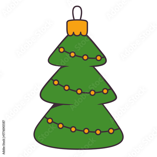 Wallpaper Mural Stylized Christmas Tree Ornament with Orange Lights and Cap Detailed Green Pine Tree Illustration with Festive Decorations and Transparent Background Torontodigital.ca