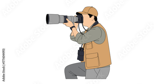 Photographer with Telephoto Lens - Wildlife Observation