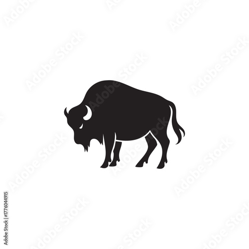 American Bison Silhouette Vector Logo Icon