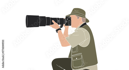 Wildlife Photographer Ready to Shoot