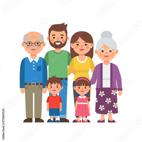 Happy multigenerational family with grandparents parents and children