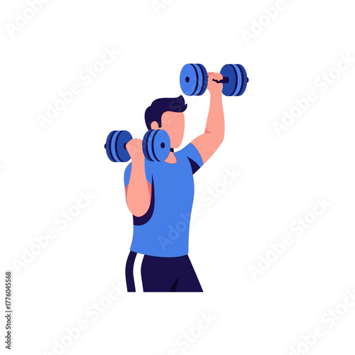 Man lifting dumbbells doing strength exercise