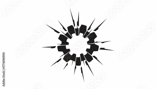 Abstract radial burst vector graphic iconic design element scalable illustration
