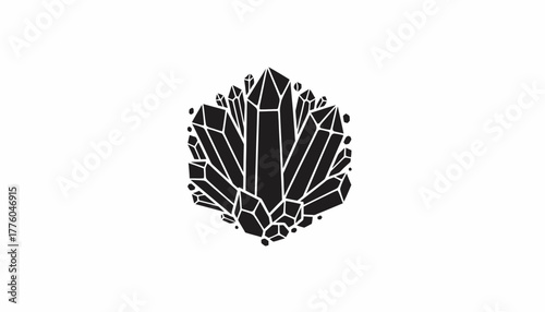Black crystal cluster vector illustration scalable geometric gemstone icon