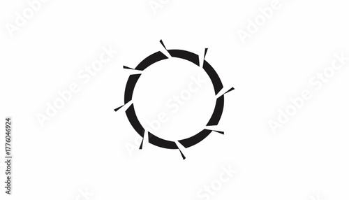 Abstract circular emblem with jagged edges and spokes vector graphic for modern designs