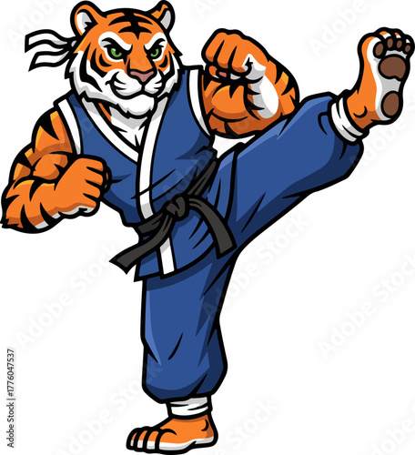 illustration martial arts tiger mascot