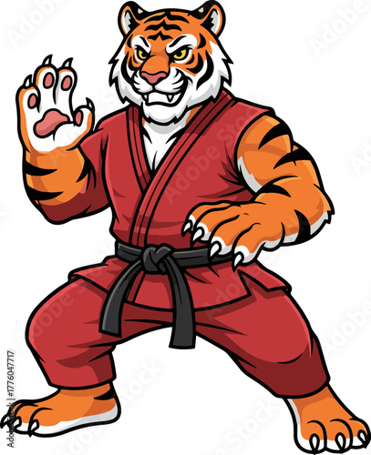 illustration martial arts tiger mascot