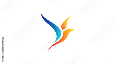 Abstract Bird Logo Design with Blue and Orange Gradient