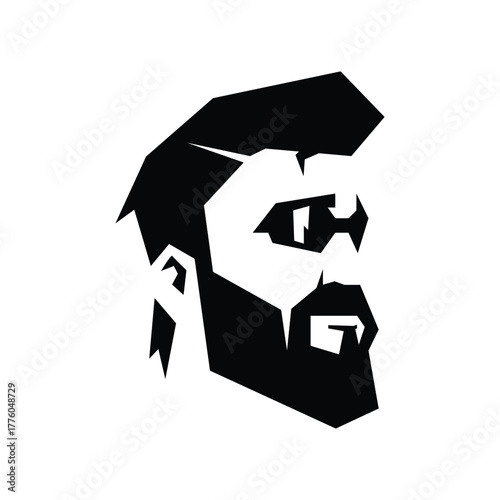 silhouette of a bearded man wearing glasses logo vector