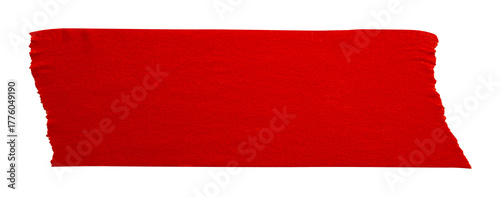 red crumpled torn tape isolated on transparent background.