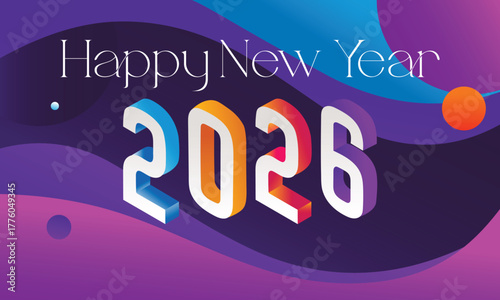 New Year 2026 — 3D Gradient Typography