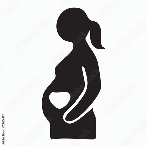 Pregnant woman isolated on white background with heart shape