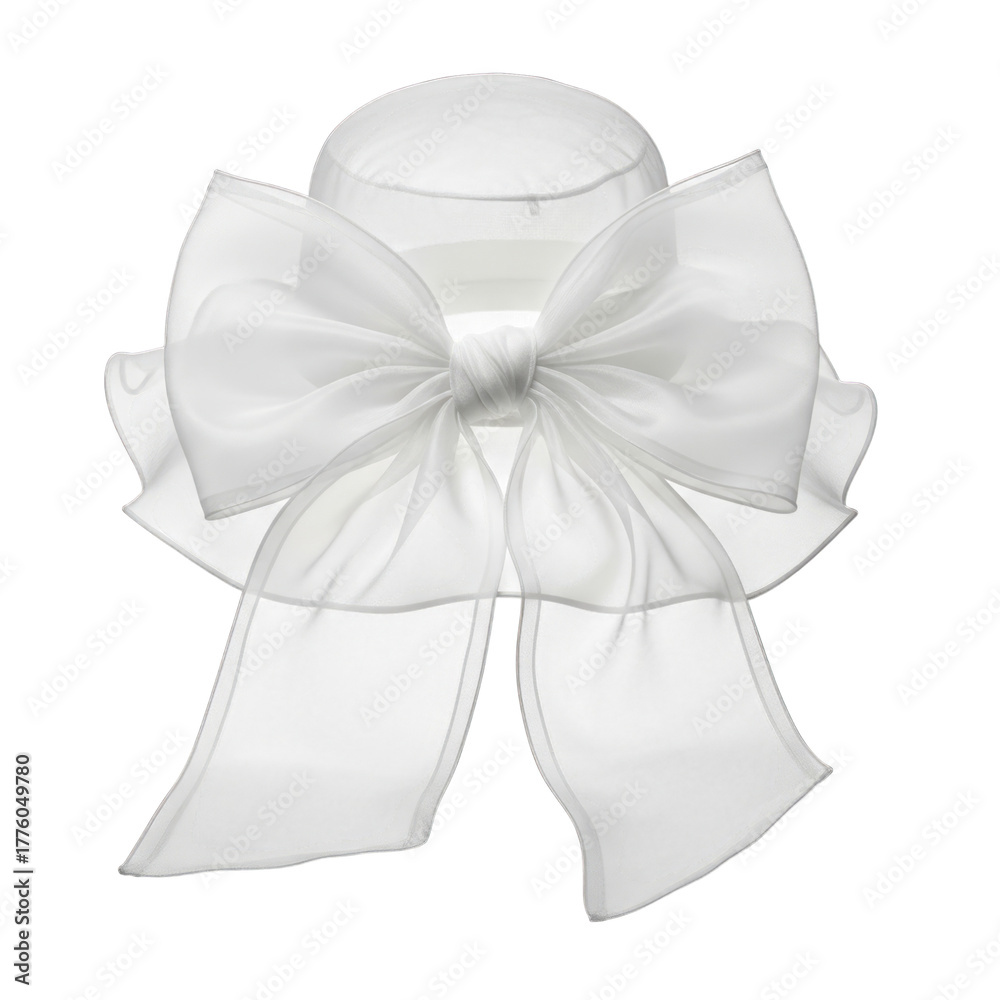 Naklejka premium White Sun Hat with Large Bow isolated on a transparent background
