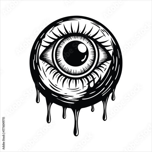 Eyeball illustration with blood drips horror svg