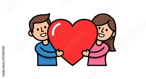 Couple Holding a Heart Expressing Love and Affection in a Sweet Romantic Gesture
