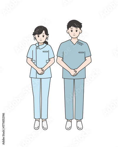 男女の看護師イラストセット