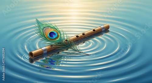 Khrisna Flute with majestic background, made by Ai