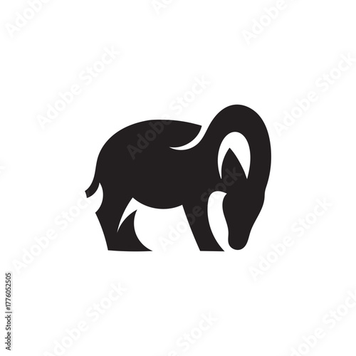Minimalist Ram Silhouette Vector Logo