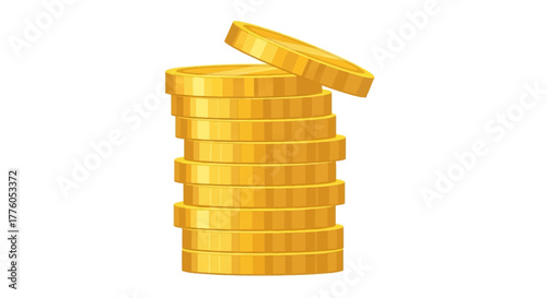 Stack of shiny gold coins icon for finance and banking concepts isolated on a white background vector illustration