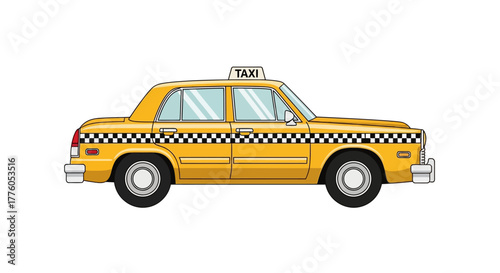 Vibrant Yellow Taxi Cab Providing Convenient Urban Transportation and Essential City Travel Services