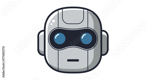 Modern artificial intelligence robot head avatar representing advanced technology and digital innovation with a friendly design on a white background