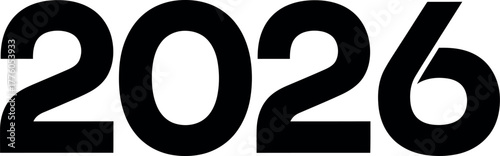 Bold black numerals of 2026 displayed with a textured grungy effect signifying future times vector