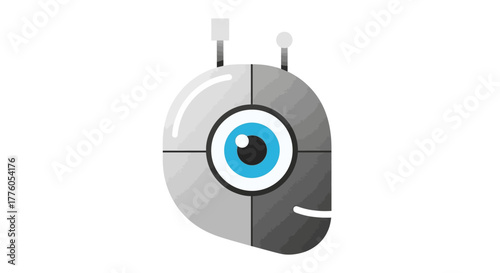 Minimalist Robot Icon for Technology and Artificial Intelligence Concepts, Creative Design