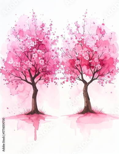 春の水彩イラスト（桜）