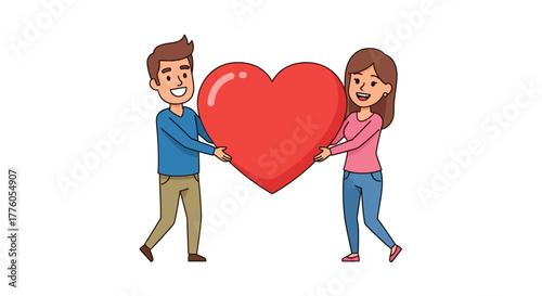 Couple Holding a Heart Symbol of Love, Romance, and Affection in a Sweet Embrace