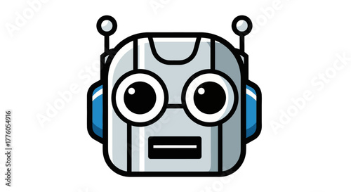 Simple Robot Head Icon Design for Technology and Artificial Intelligence Concepts