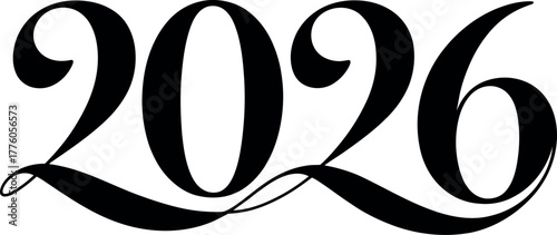 Elegant calligraphy of the year 2026 new year celebration countdown festive art vector