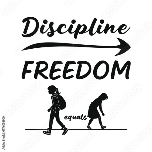 Discipline Equals Freedom – Bold Warrior Typography (Black & Grey)