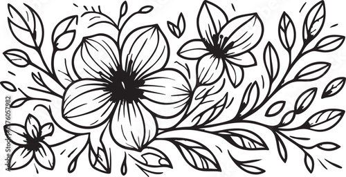 Floral vector illustration: black and white flower design element eps silhouette