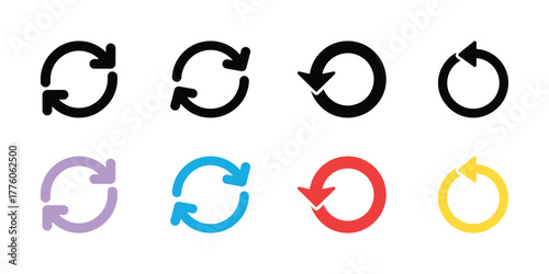 Colorful Arrow Circle Icons Refresh, Reload, and Loop Graphics Collection