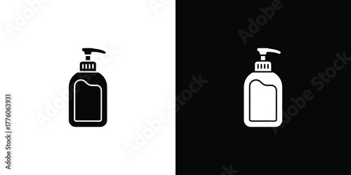 Handwash Pump Bottle Icon with Rectangle space Liquid on White Isolated Background