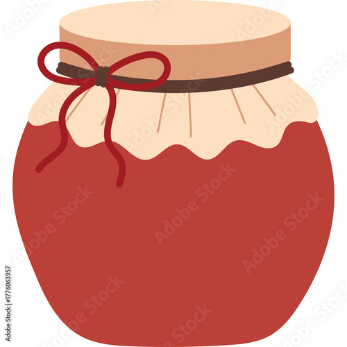 Glass Jar Filled With Red Jam Tied With A Ribbon And Bow On A Translucent Background Perfect For Food Related Designs And Illustrations